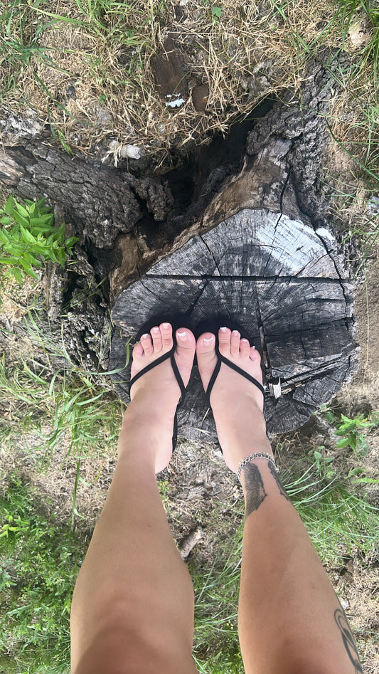 black flip-flops**